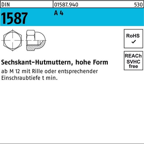 Sechskanthutmutter DIN 1587 M16 A 4 10 Stück