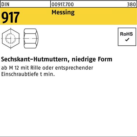 Sechskanthutmutter DIN 917 niedrige Form M 5Messing 1000 Stück