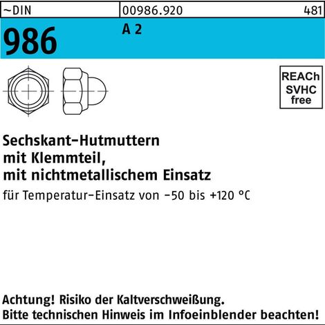 Sechskanthutmutter DIN 986 m.Klemmteil M 4A 2 100 Stück