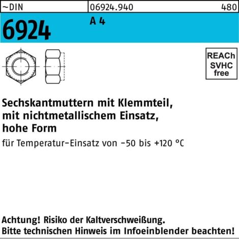 Sechskantmutter DIN 6924 m.Klemmteil M 5A 4 100 Stück