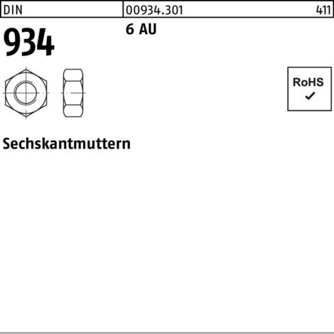 Sechskantmutter DIN 934 M 7 x 1 Stahl blank 100 Stk