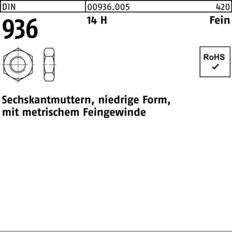 Sechskantmutter DIN 936 M48x 3 14 H 1 Stück