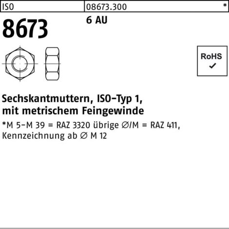 Sechskantmutter ISO 8673 M72x 4 6 Automatenstahl 1 Stück