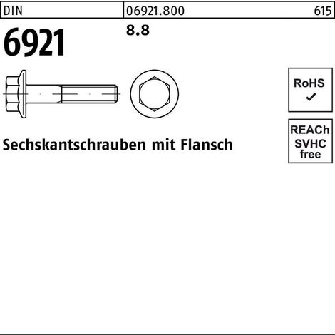 Sechskantschraube DIN 6921 Flansch M8x 35 8.8 200 Stück