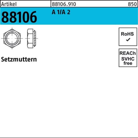 Sechskantsetzmutter ART 88106 M 5 x 0,8 Edelstahl A1 blank 100 Stk