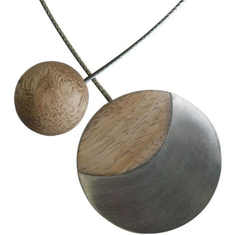 Secodir – Embrasse de rideau magnétique sans perçage – Bois naturel – Câble acier 400 mm – Ø 45 mm – Élégante et sophistiquée