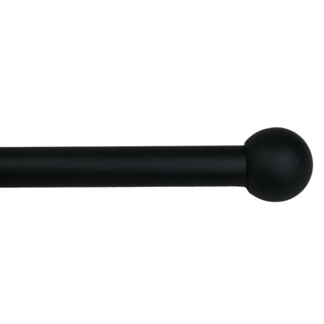 Secodir – Tringle à rideau extensible 110-210 cm Ø 16/19 mm – Acier noir mat – Supports réglables inclus – Embouts décoratifs modernes