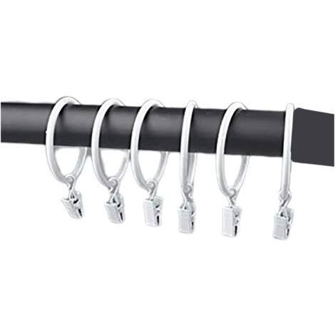 Secodir – Lot de 10 anneaux pinces en métal ø 35mm – Pour rideaux en coton léger et voilages – Installation facile sur tringle