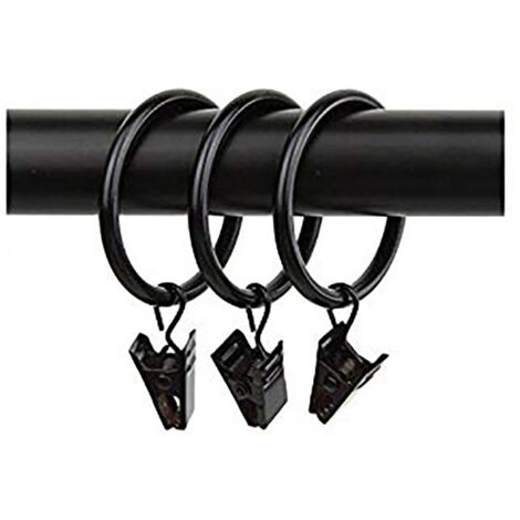 Secodir – Lot de 10 anneaux pinces en métal ø 35mm – Pour rideaux coton léger et voilages – Installation facile sur barre de rideau