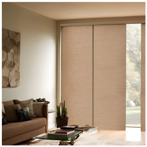 Secodir – Panneaux japonais textile 60 x 245 cm – Tissu semi-occultant – Installation facile avec ruban auto-agrippant – Coloris naturel