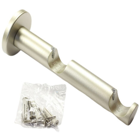 Secodir – Support double ouvert pour tringle à rideau ø28 en métal nickel mat – Distance mur/barre 20 cm – Visserie incluse – Pour applications variées