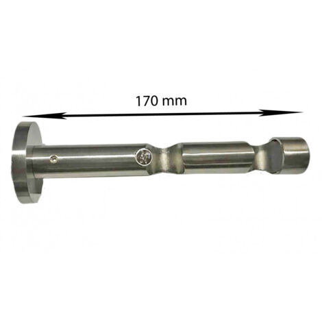 Secodir – Support plafond double tringle à rideau 20 mm – Métal nickelé brossé – Système de serrage manuel – Distance plafond/barre 170 mm