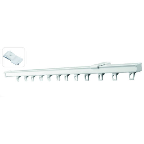 Secodir – Tringle à rideau en aluminium blanc 1.50m – Supports de plafond inclus – Glisseurs pour glissement fluide – Compatible avec rideaux à galon fronceur