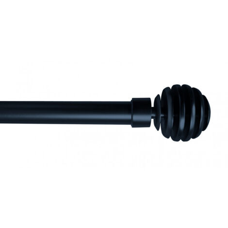 Secodir – Tringle à rideau extensible 165 à 310 cm – Ø 19/16 mm – Finition noir mat – Inclus 2 embouts décoratifs et supports réglables