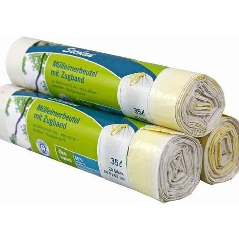 Secolan - 1x20 mülleimerbeutel mit zugband 35 l Blanco