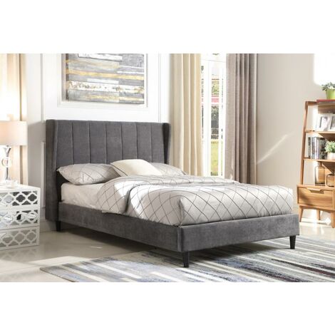 Seconique Amelia Dark Grey Fabric Bed Panel Stitched Winged Headboard 4ft6 & 5ft