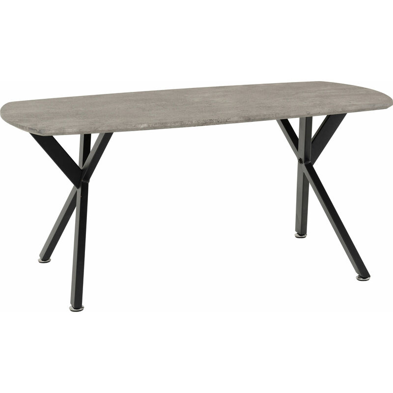 Athens Oval Living Room Coffee Table Concrete Effect & Black - Seconique