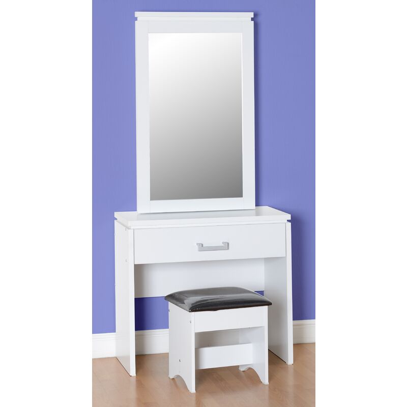 Charles 1 Drawer Dressing Table Set in White - Seconique
