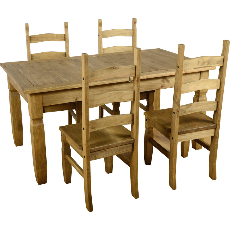 Corona Extending Dining Set Supplied with 4 Pine Chairs - Seconique