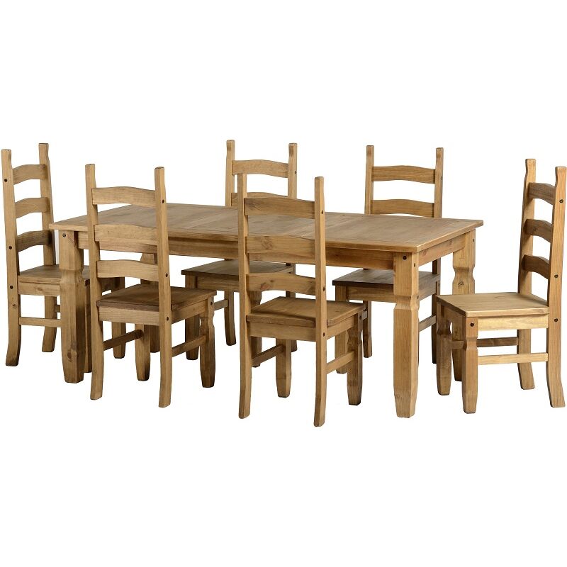 Seconique - Corona Mexican Pine 6ft Dining Set Supplied with 6 Pine Chairs