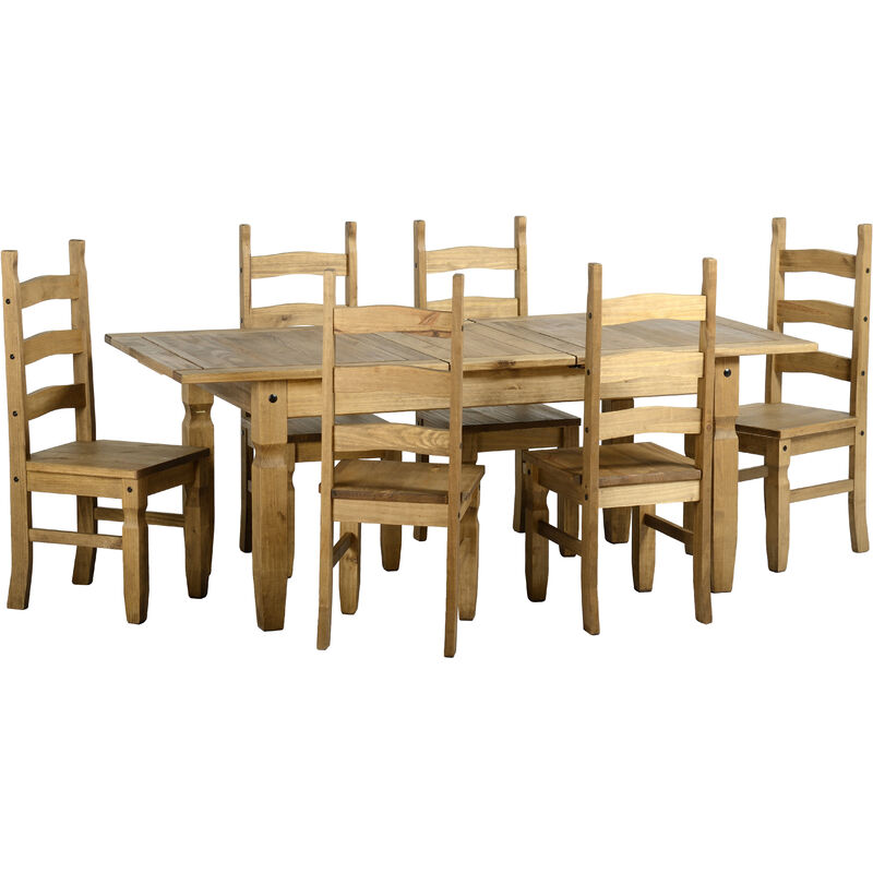 Seconique - Corona Mexican Pine Extending Dining Set Supplied with Six Chairs
