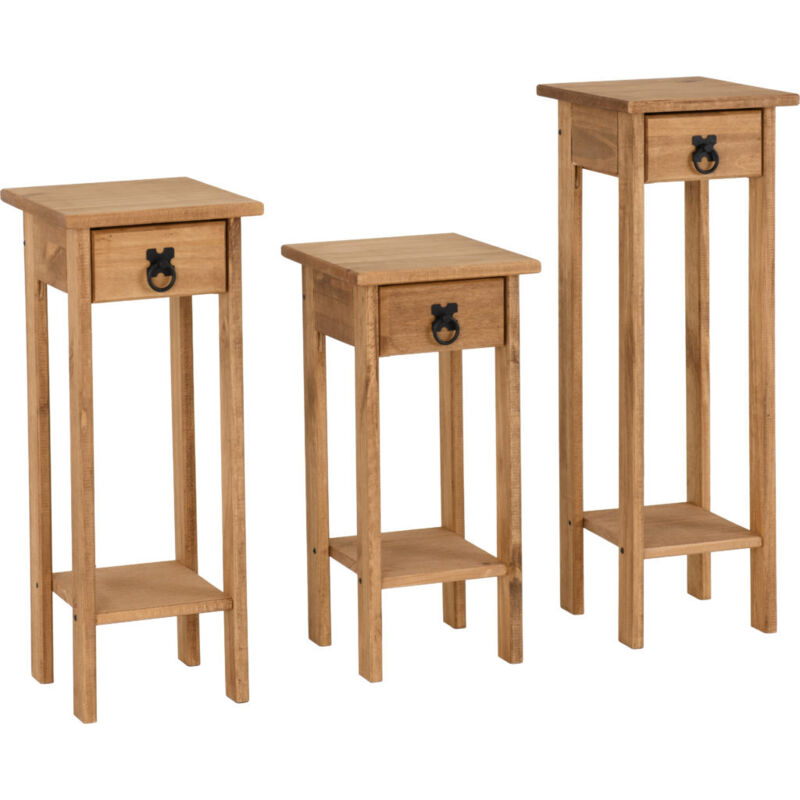 Seconique Corona Mexican Pine Set of 3 Plant Stands