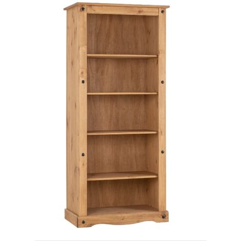 Seconique Corona Tall Bookcase Distressed Wax Pine