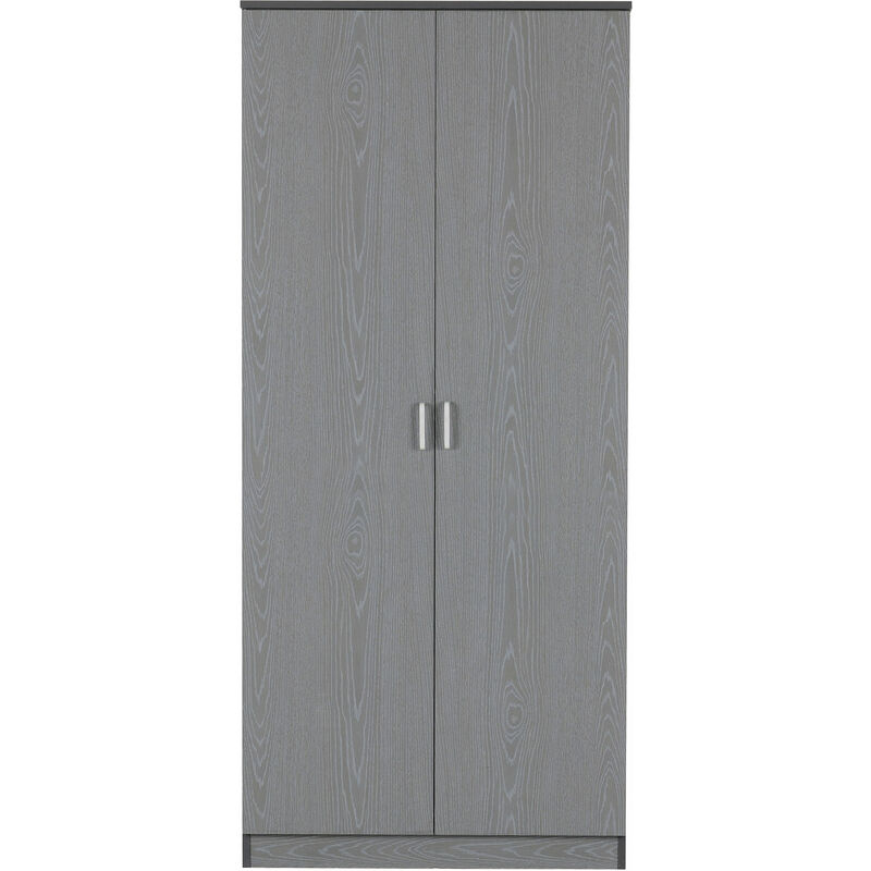 Felix 2 Door Wardrobe Grey Bedroom Furniture Storage - Seconique