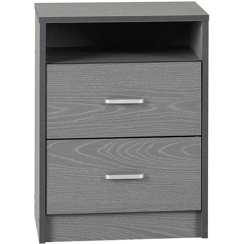 Seconique - Felix 2 Drawer Bedside Table Night Stand Cabinet Grey