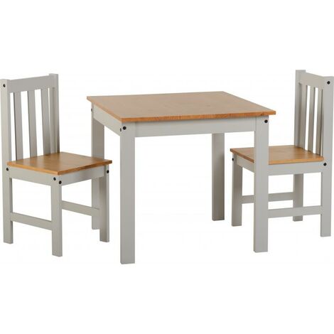 Seconique Ludlow 1+2 Small Dining Set 1 Table & 2 Chairs Grey & Oak