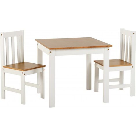 Seconique Ludlow 1+2 Small Dining Set 1 Table & 2 Chairs White & Oak