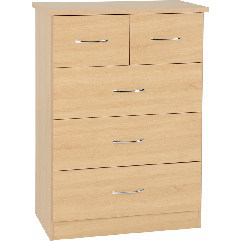 Nevada Bedroom Furniture 3+2 Drawer Chest Of Drawers Sonoma Oak - Seconique