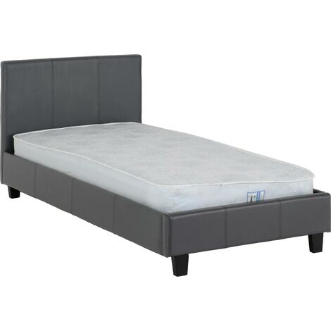 Seconique Prado 90 x 190 UK 3ft Single Grey Faux Leather Bed Frame
