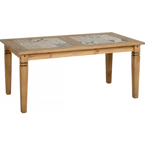 Seconique Salvador Ceramic Tile Top Solid Pine Dining Table