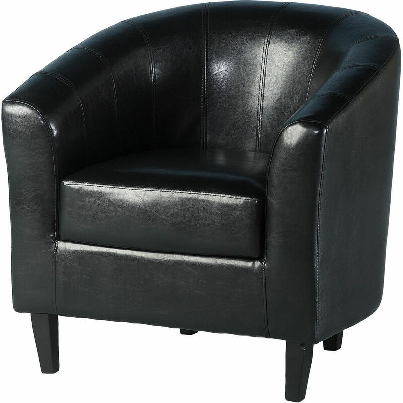 Tempo Tub Chair Black PU Leather - Seconique