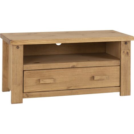 Seconique Tortilla 1 Drawer Flat Screen TV Media Unit Cabinet Distressed Waxed Pine
