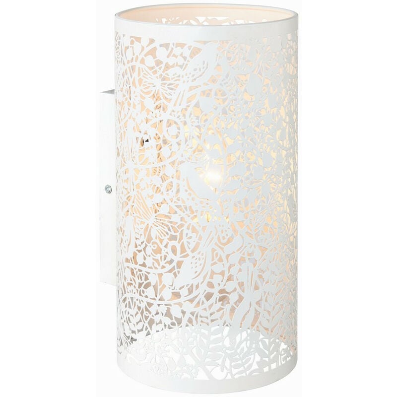 Secret Garden - Floral Leaves Design Wall Light Matt Ivory Paint, E14 - Endon