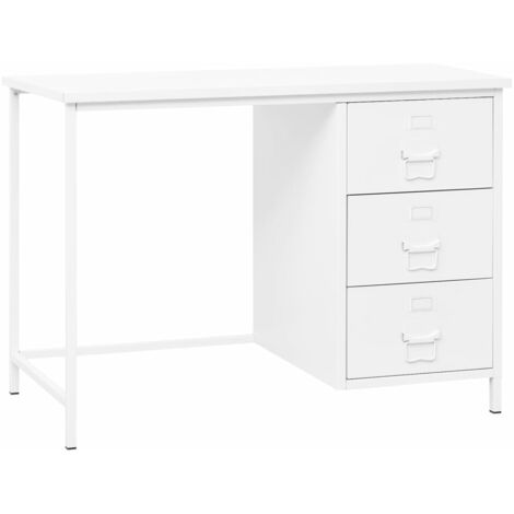 Secretario industrial con cajones 105x52x75 cm de acero blanco