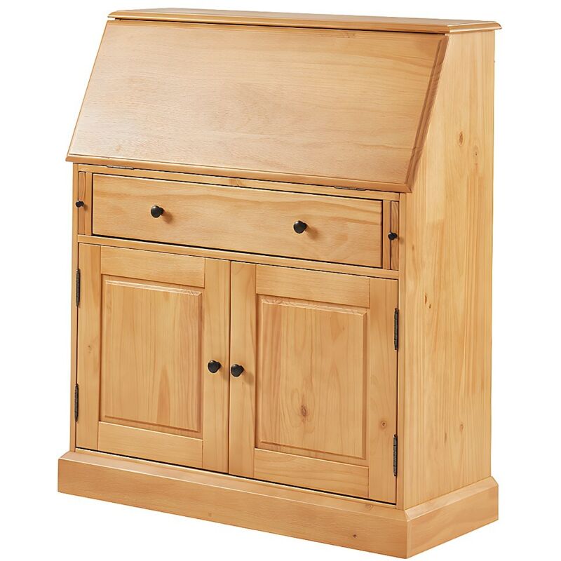 Vente-unique - Secrétaire en pin et mdf - Coloris : Naturel clair - cleore