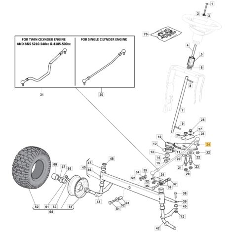 Secteur de direction ORIGINAL STIGA tracteur de pelouse 1330m - 1538h 325735519/0