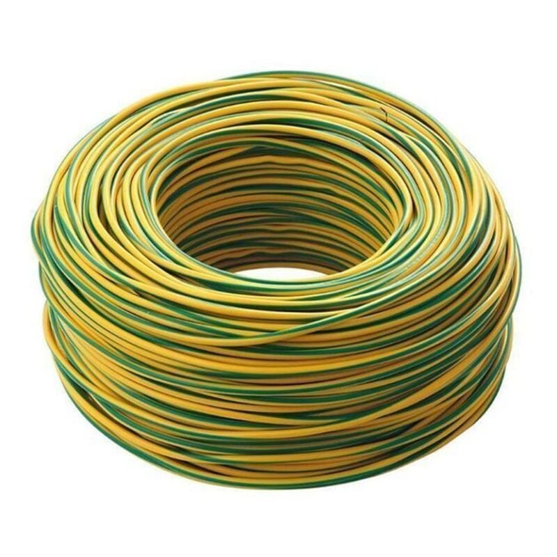 Section de câble électrique unipolaire FS17, 1,5 mm2, couleur vert jaunâtre, écheveau de 50 m