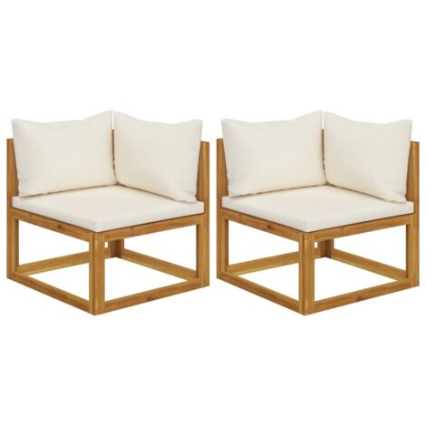 Sectional Corner Sofas 2 pcs with Cushions Solid Wood Acacia vidaXL
