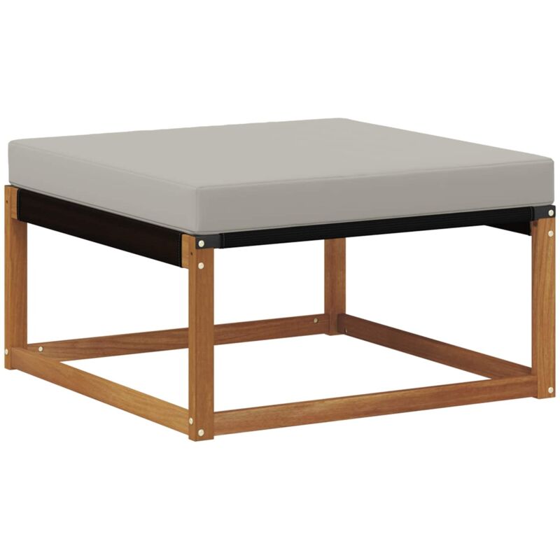 Outdoor Footstool Solid Acacia Wood And Textilene Natural Vidaxl