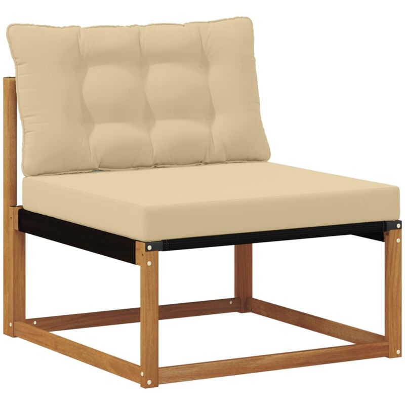 Sectional Sofa Units Solid Acacia Wood And Textilene Natural Vidaxl