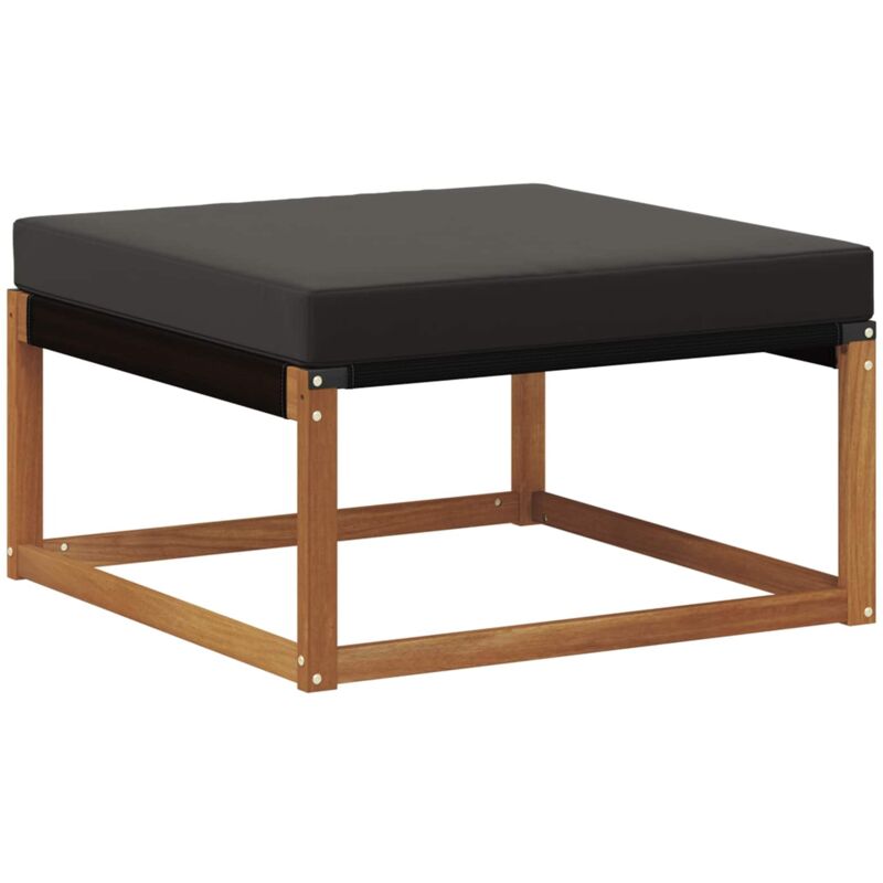 Outdoor Footstool Solid Acacia Wood And Textilene Natural Vidaxl