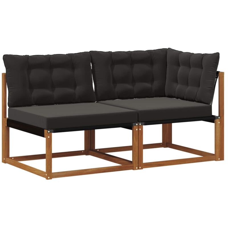 Outdoor Middle And Corner Sofa With Cushion 7 Piece Natural Vidaxl