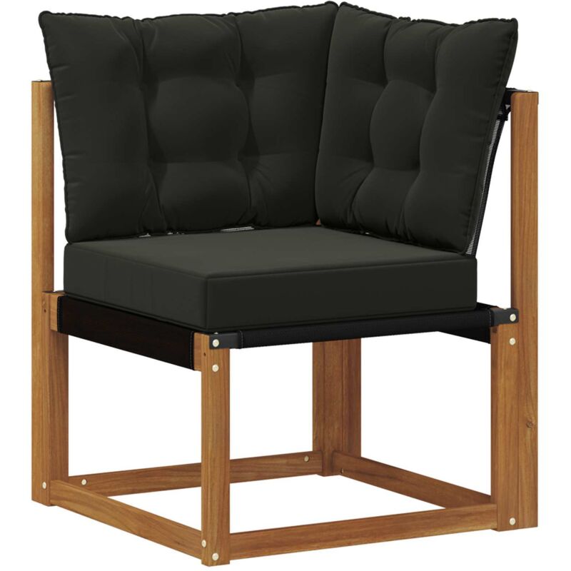 Outdoor Corner Sofa Solid Acacia Wood And Textilene Fabric Vidaxl