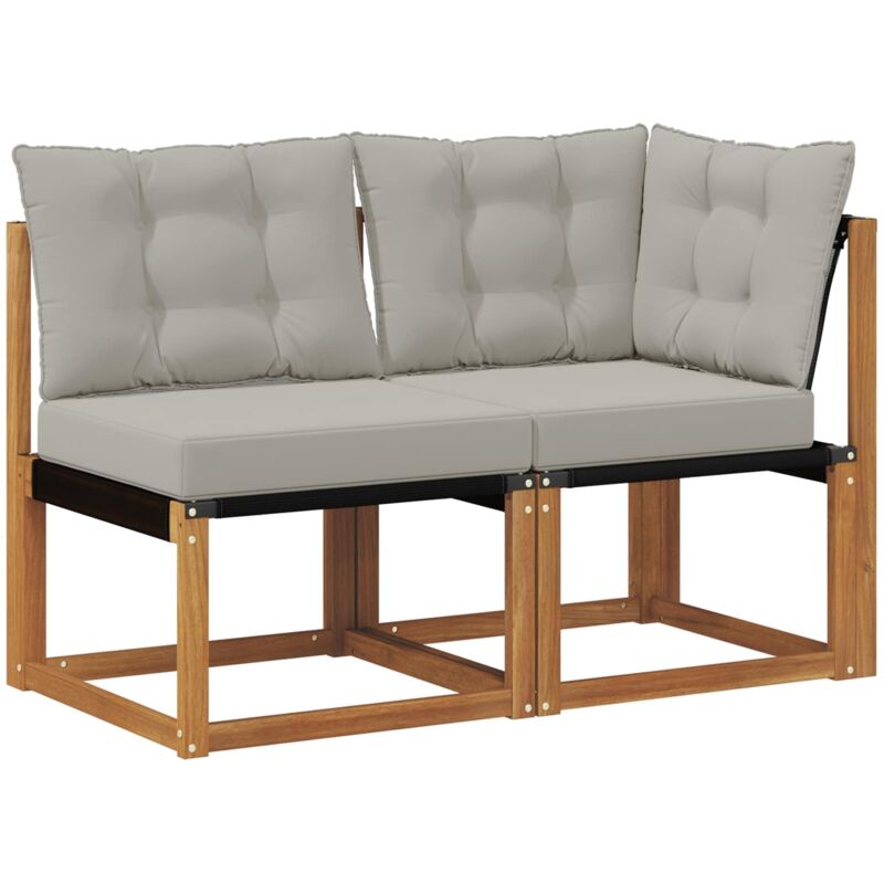 Outdoor Middle And Corner Sofa With Cushion 2 Piece Natural Vidaxl
