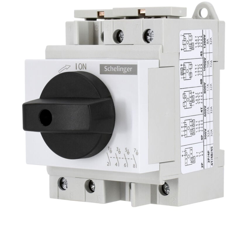 Sectionneur pv 4P 1200V dc 32A - Installation Rail TH35 - IP20 - Pouvoir de coupure 8kV