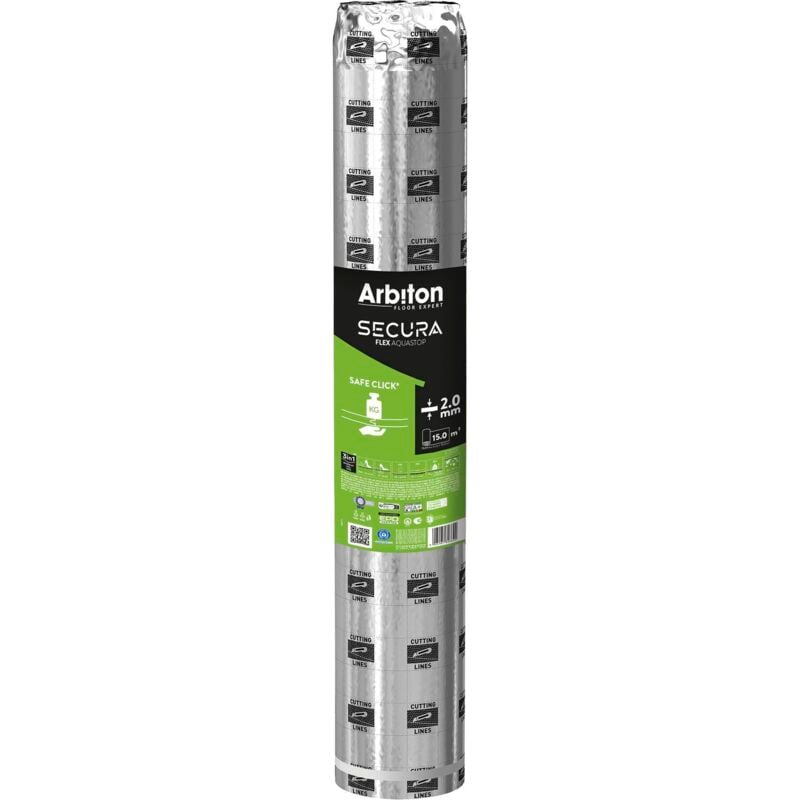 Arbiton Dämmunterlage Secura FlexLight Aquastop - 10 m2, 1,6mm, mit Dampfbremsfolie, Brandschutz Efl-s1